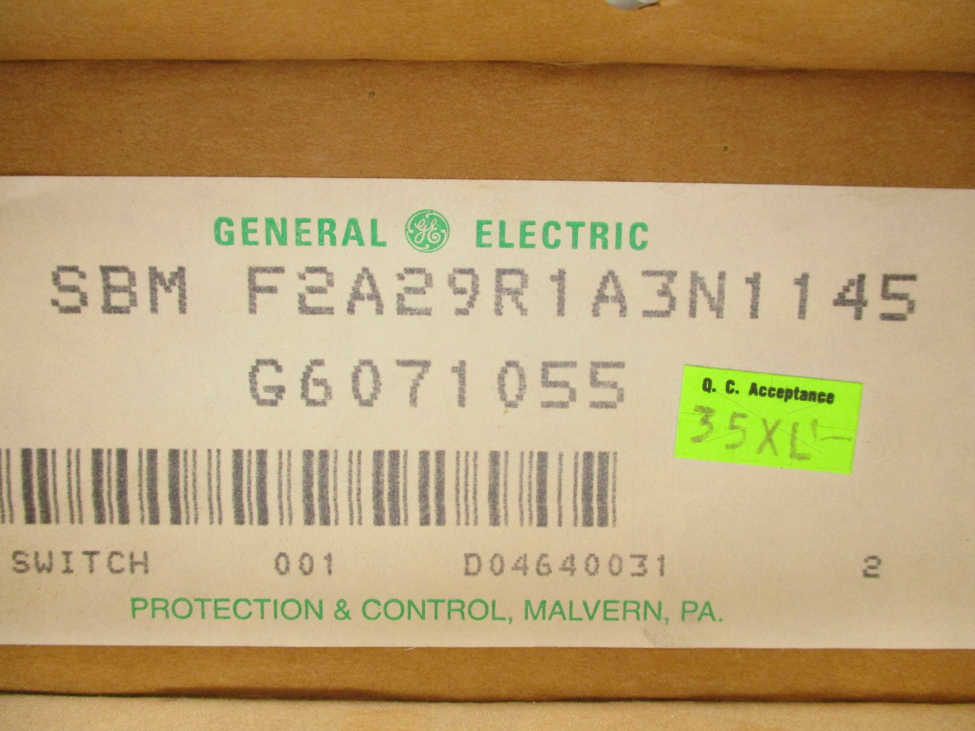 GENERAL ELECTRIC SBMF2A29R1A3N1145 NSFS