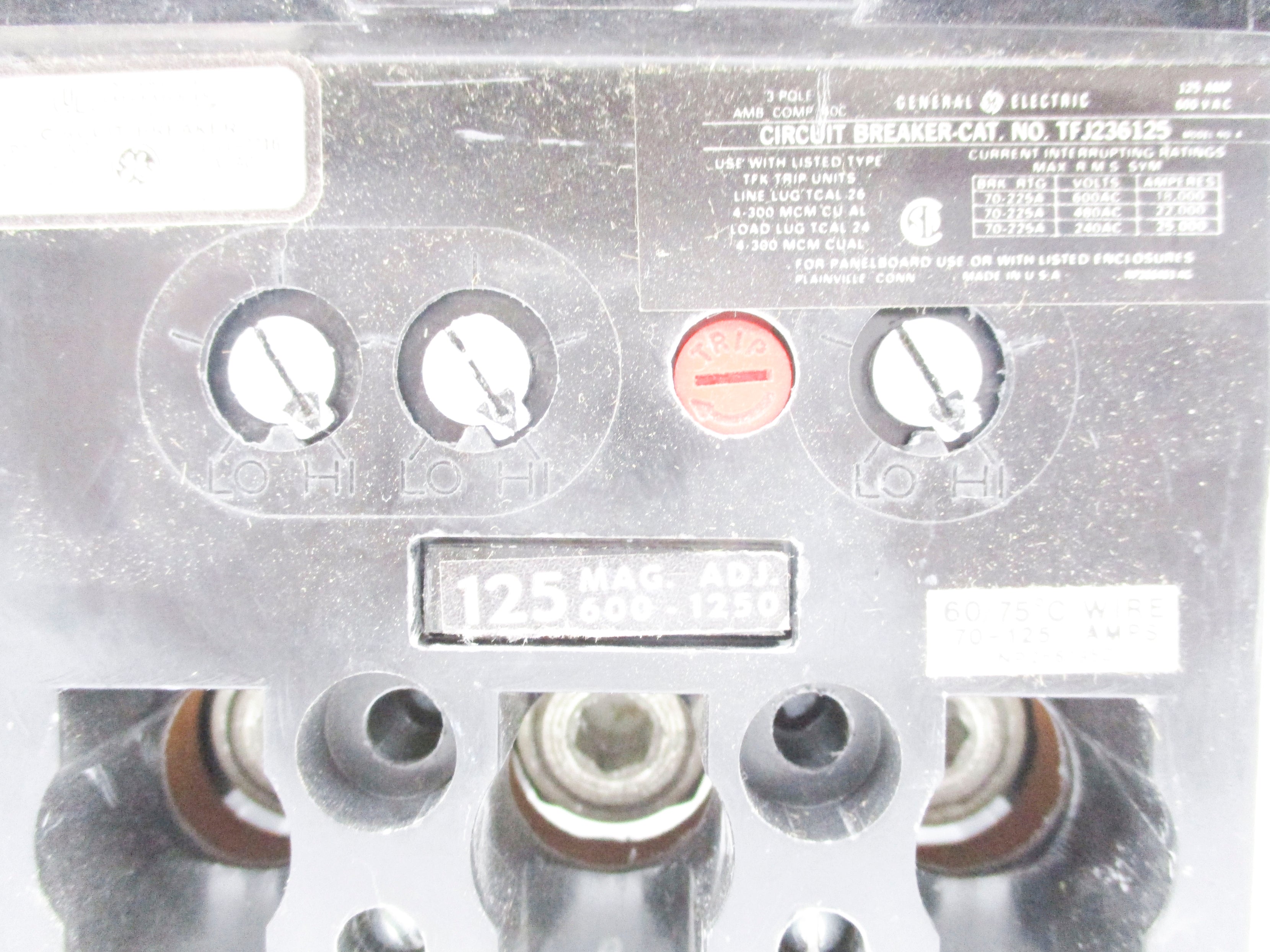 GENERAL ELECTRIC TFJ236125 125A 600VAC NSNP