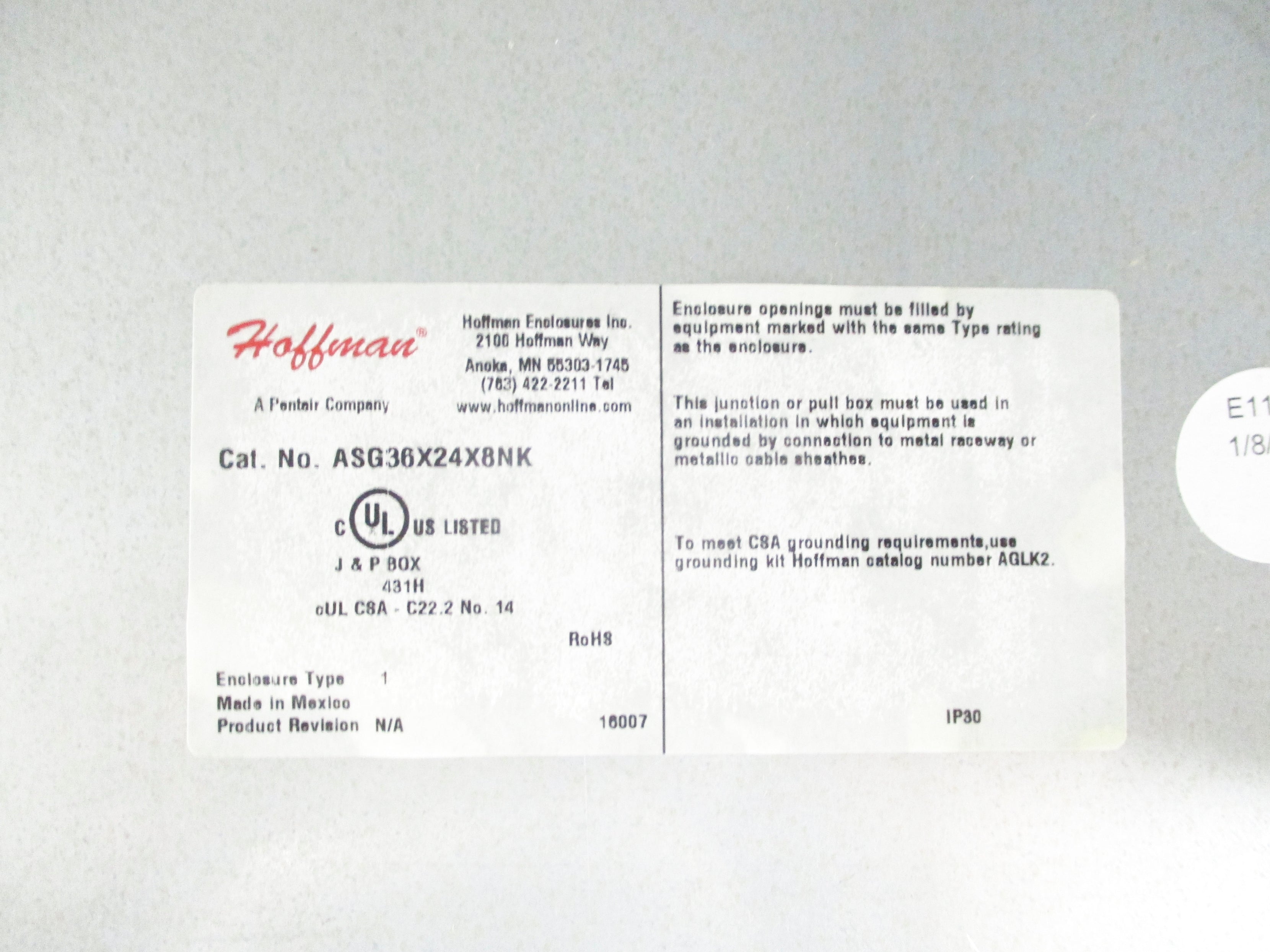 HOFFMAN ASG36X24X8NK NSNP