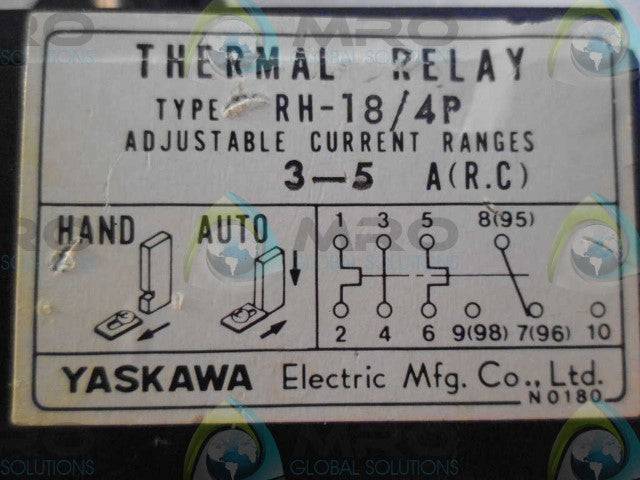 YASKAWA RH-18/4P THERMAL RELAY *USED*