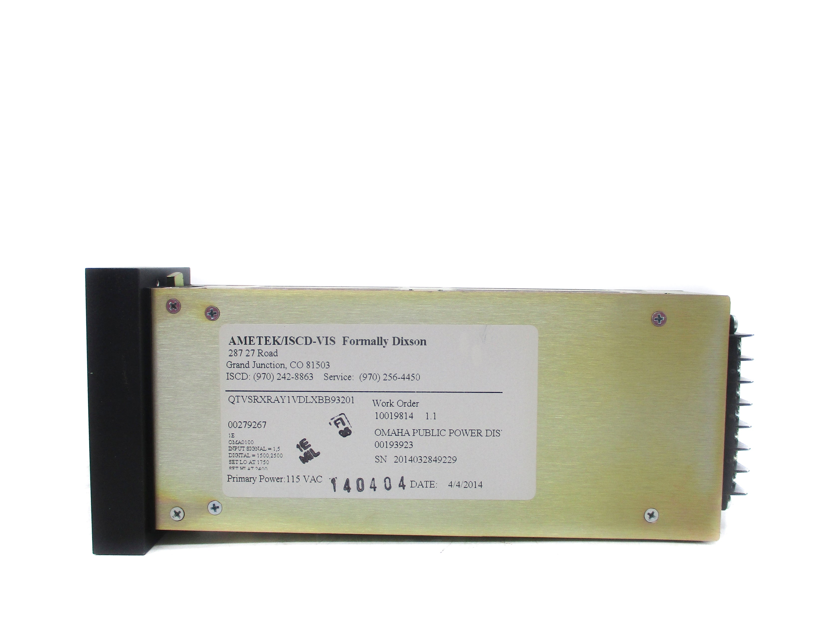 AMETEK QTVSRXRAY1VDLXBB93201 1.5-2.5PSI NSNP