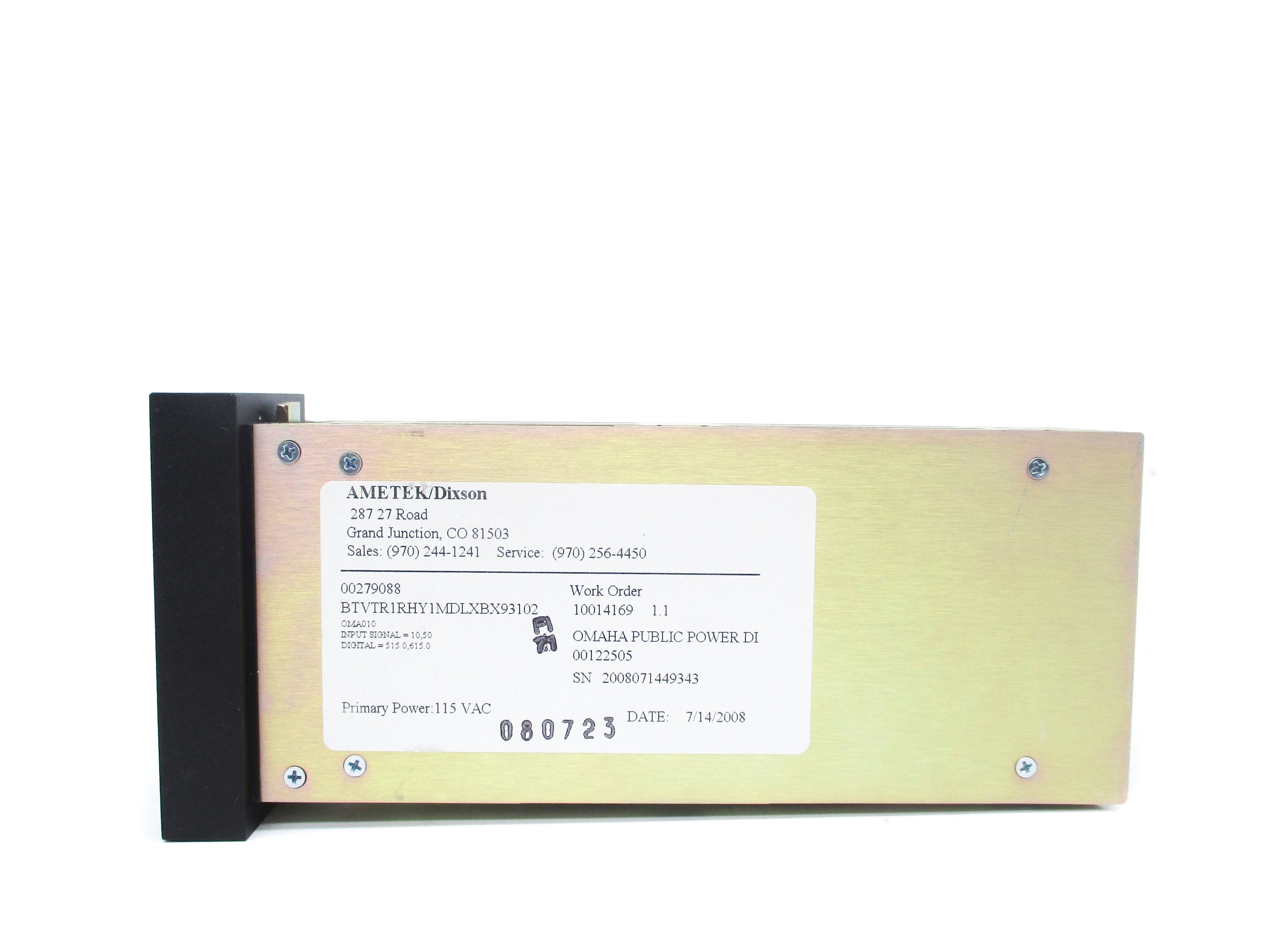 AMETEK BTVTR1RHY1MDLXBX93102 515-615F UNMP