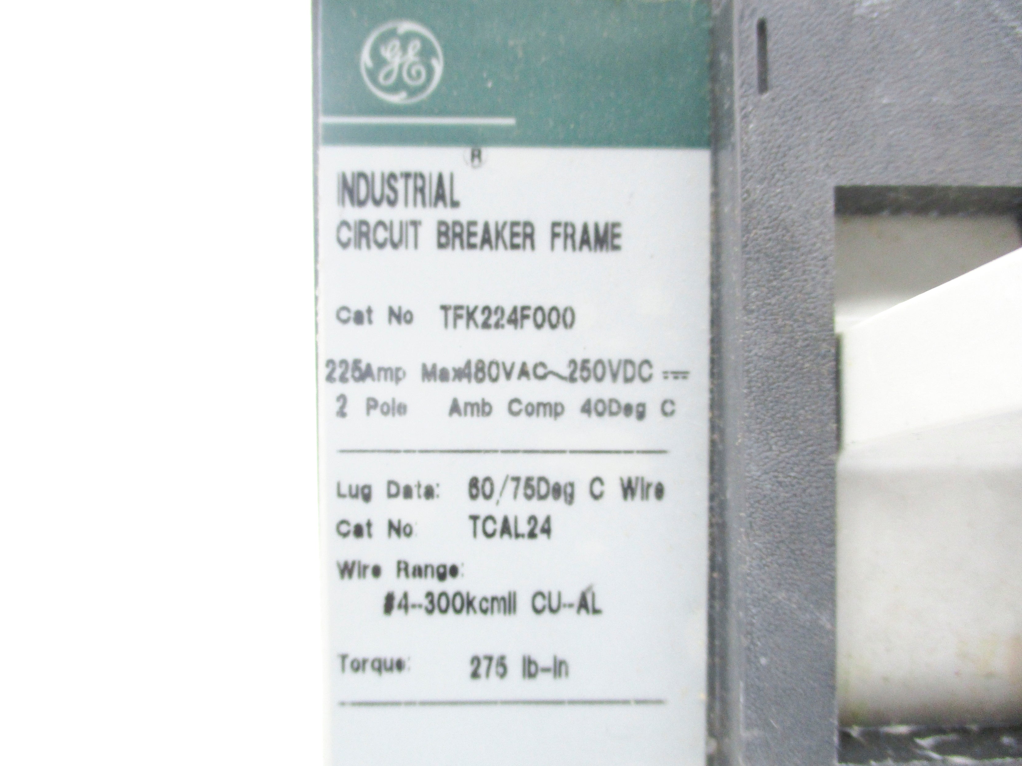 GENERAL ELECTRIC TFK224F000 225A 480VAC NSNP