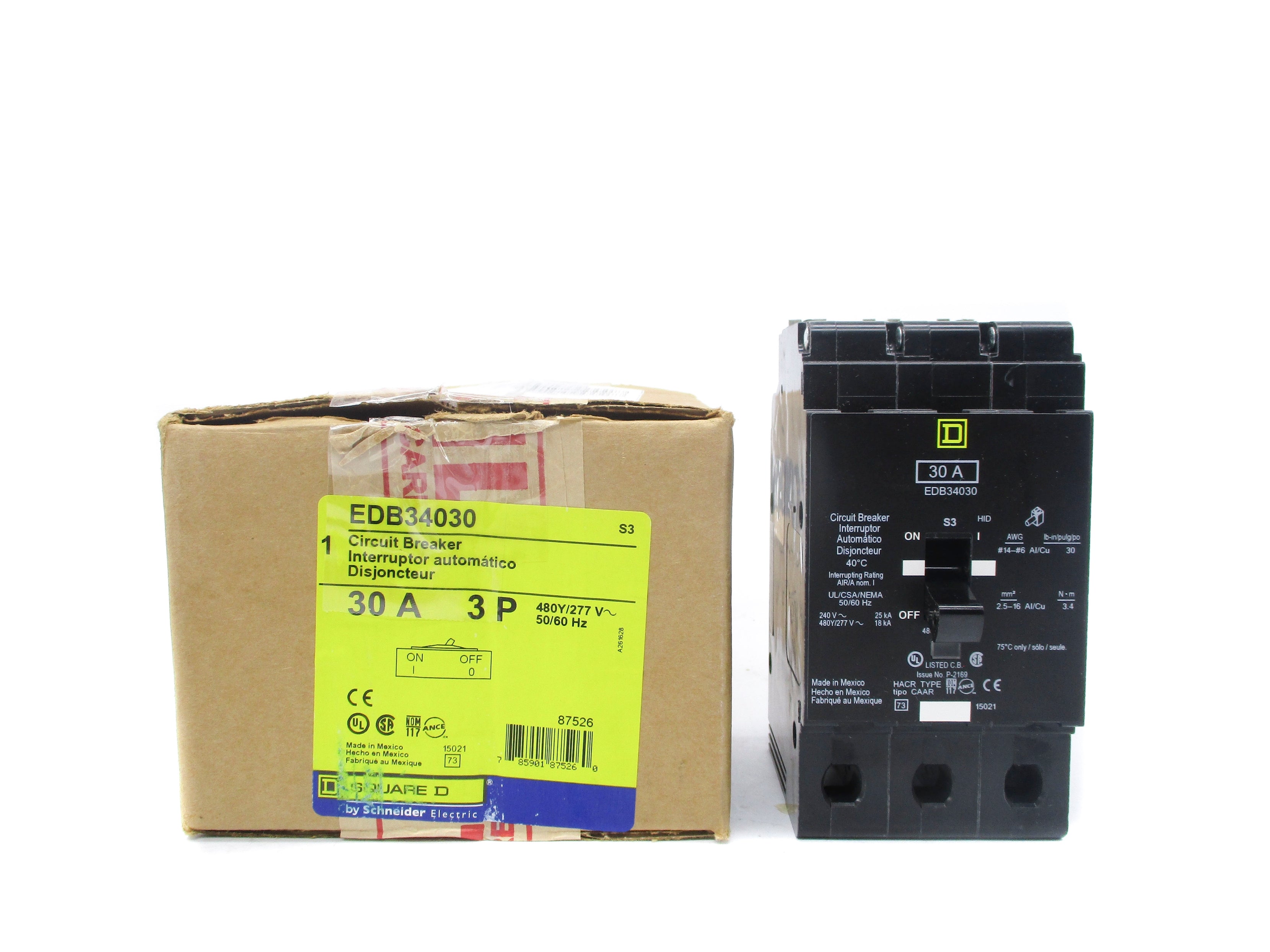 SQUARE D EDB34030 SER. S3 30A 277V NSMP