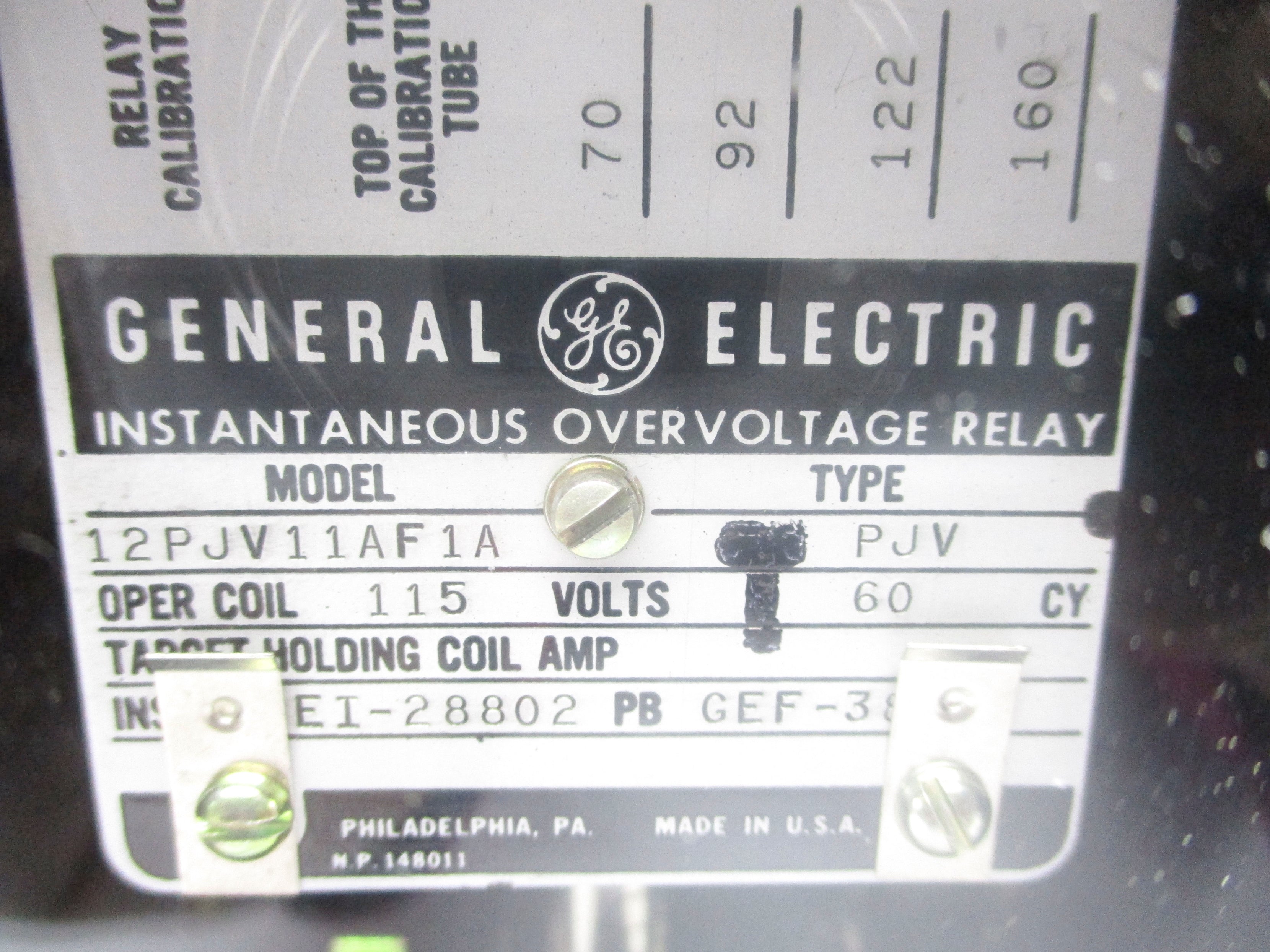 GENERAL ELECTRIC 12PJV11AF1A 115V NSNP