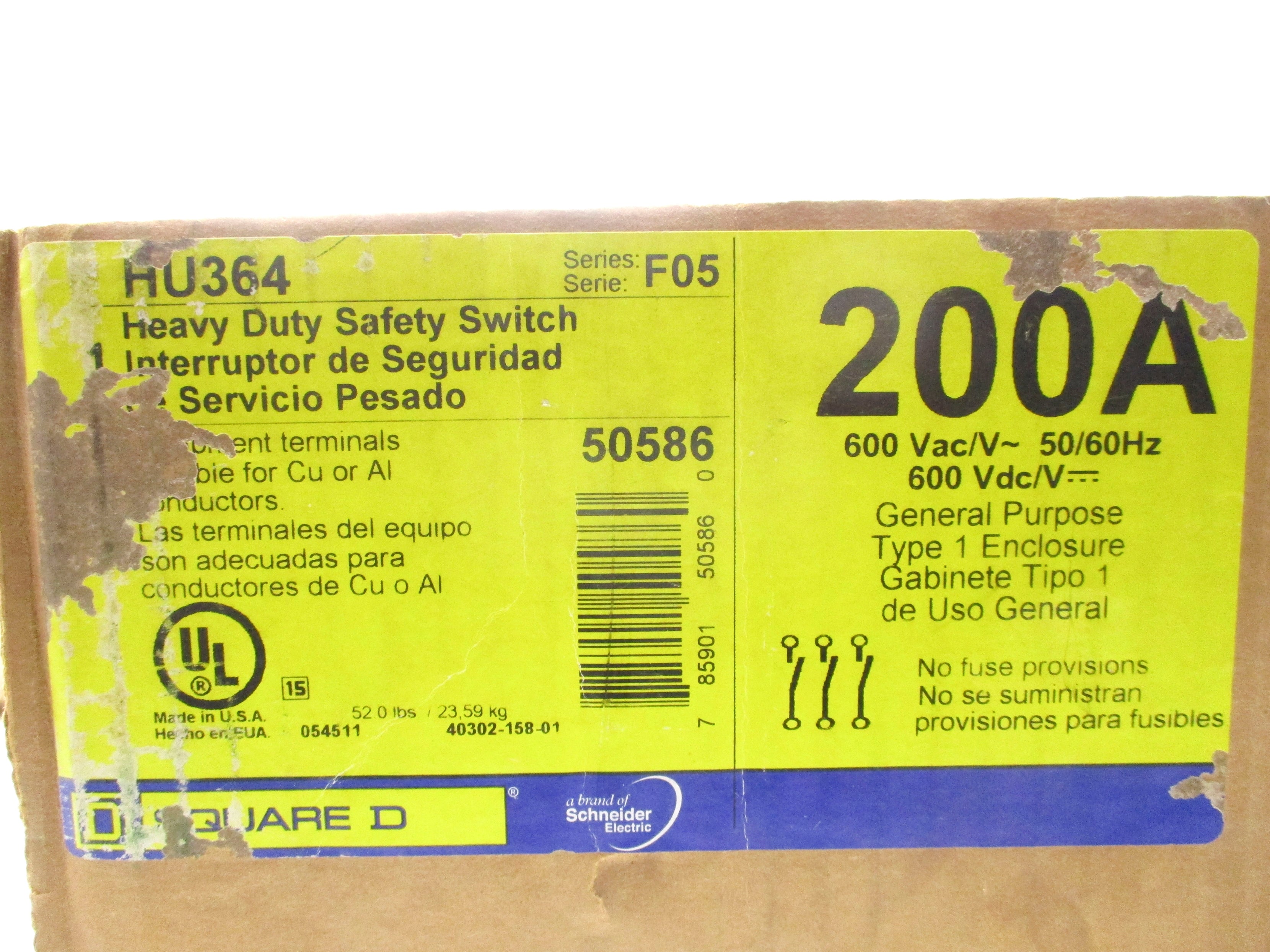 SQUARE D HU364 SER. F05 NSFS