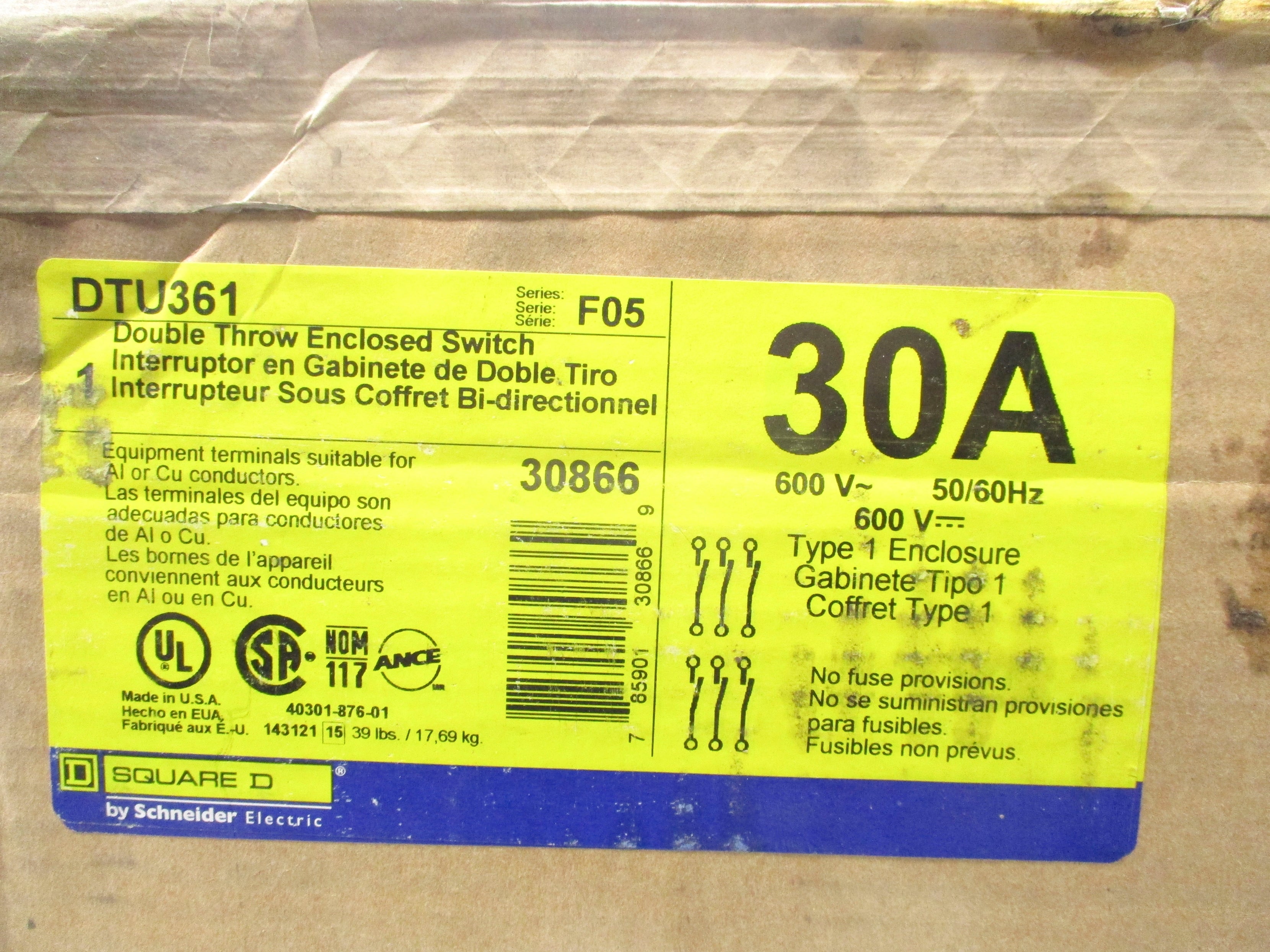 SQUARE D DTU361 SER. F05 NSFS