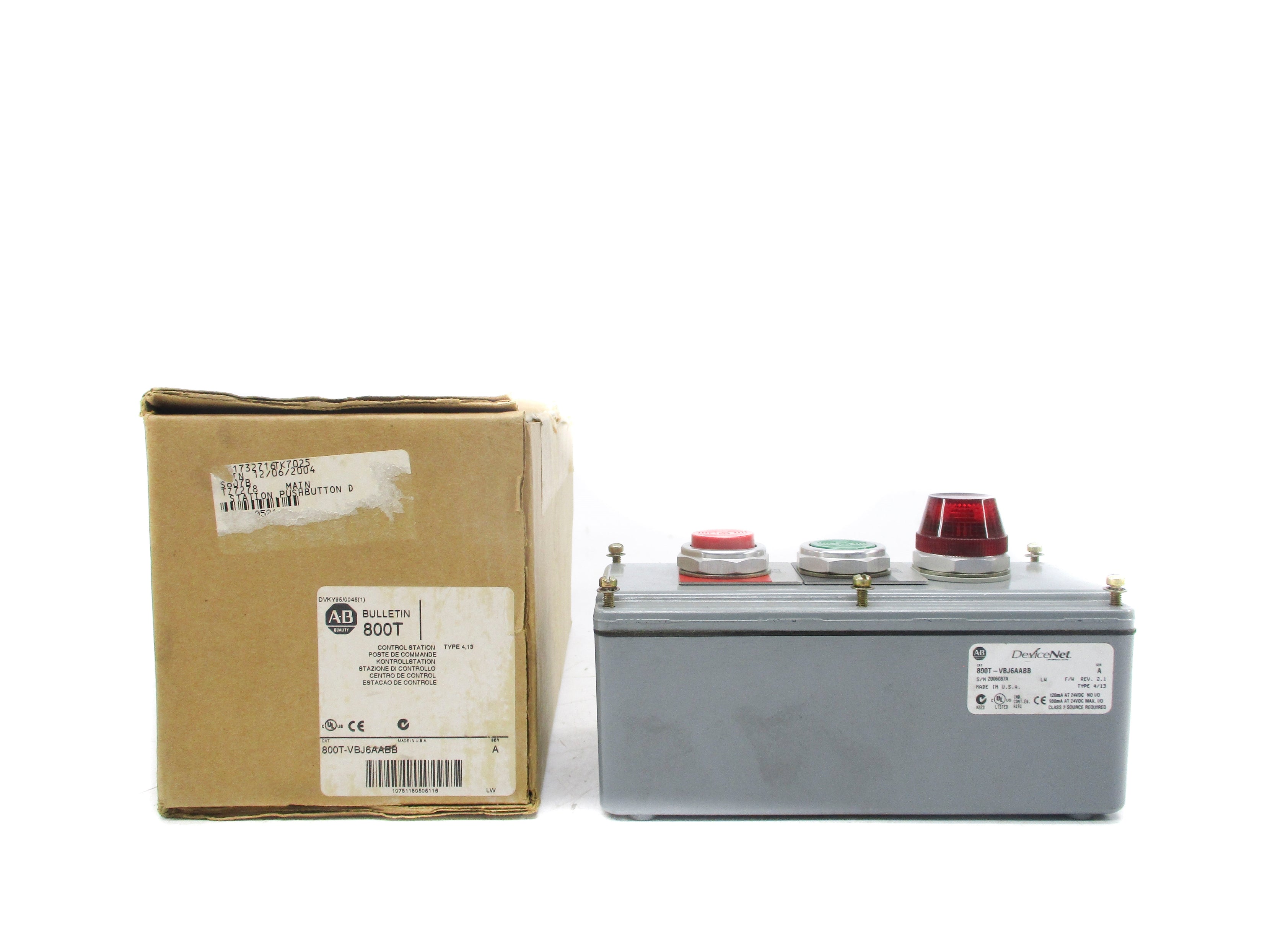 ALLEN BRADLEY 800T-VBJ6AABB SER. A (BR/WH) NSMP