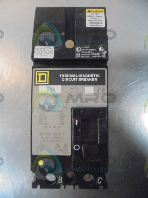 SQUARE D FA26025BC CIRCUIT BREAKER *USED*