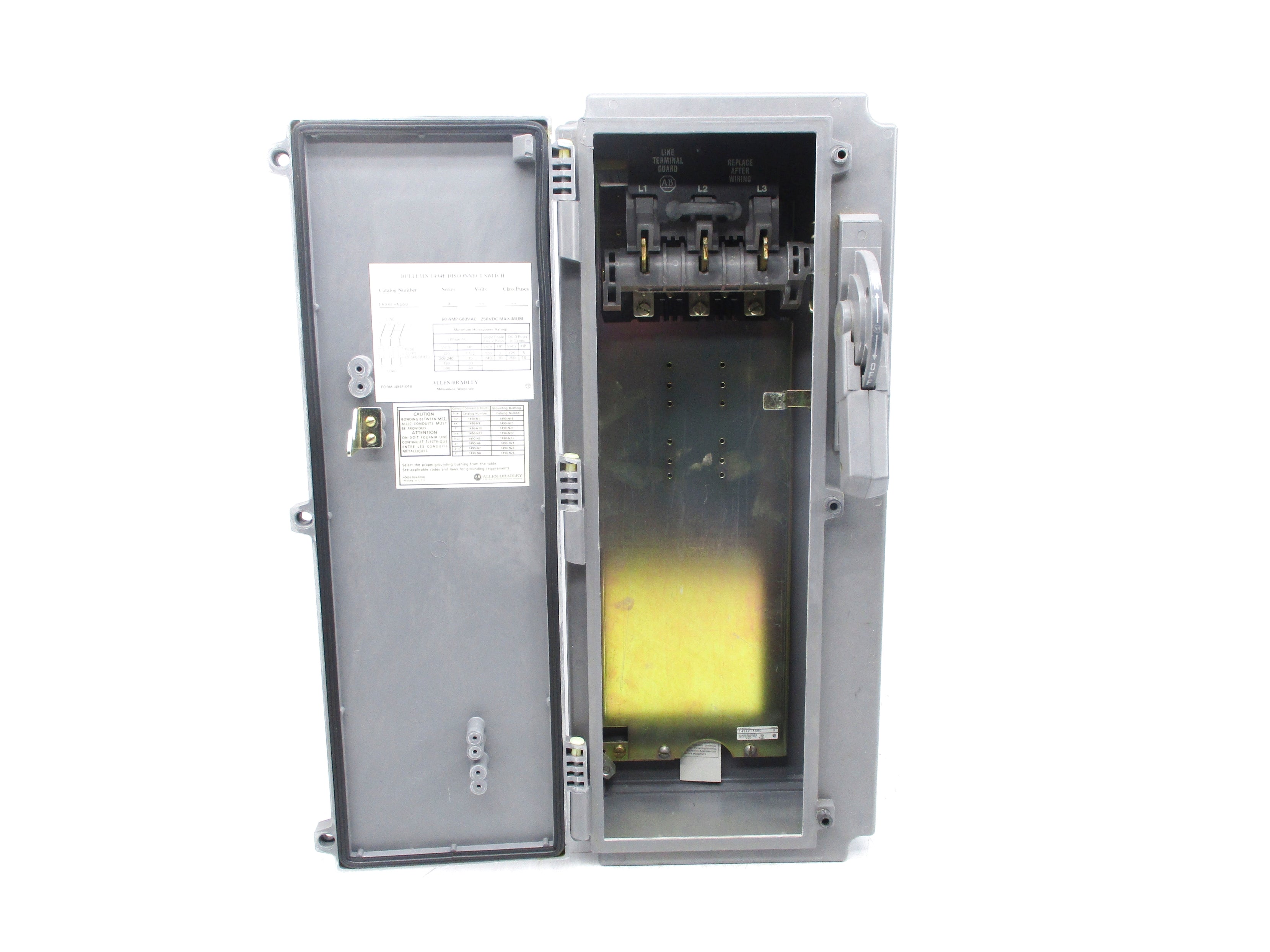 ALLEN BRADLEY 1494F-AS60 SER. A (BR/YL) NSMP
