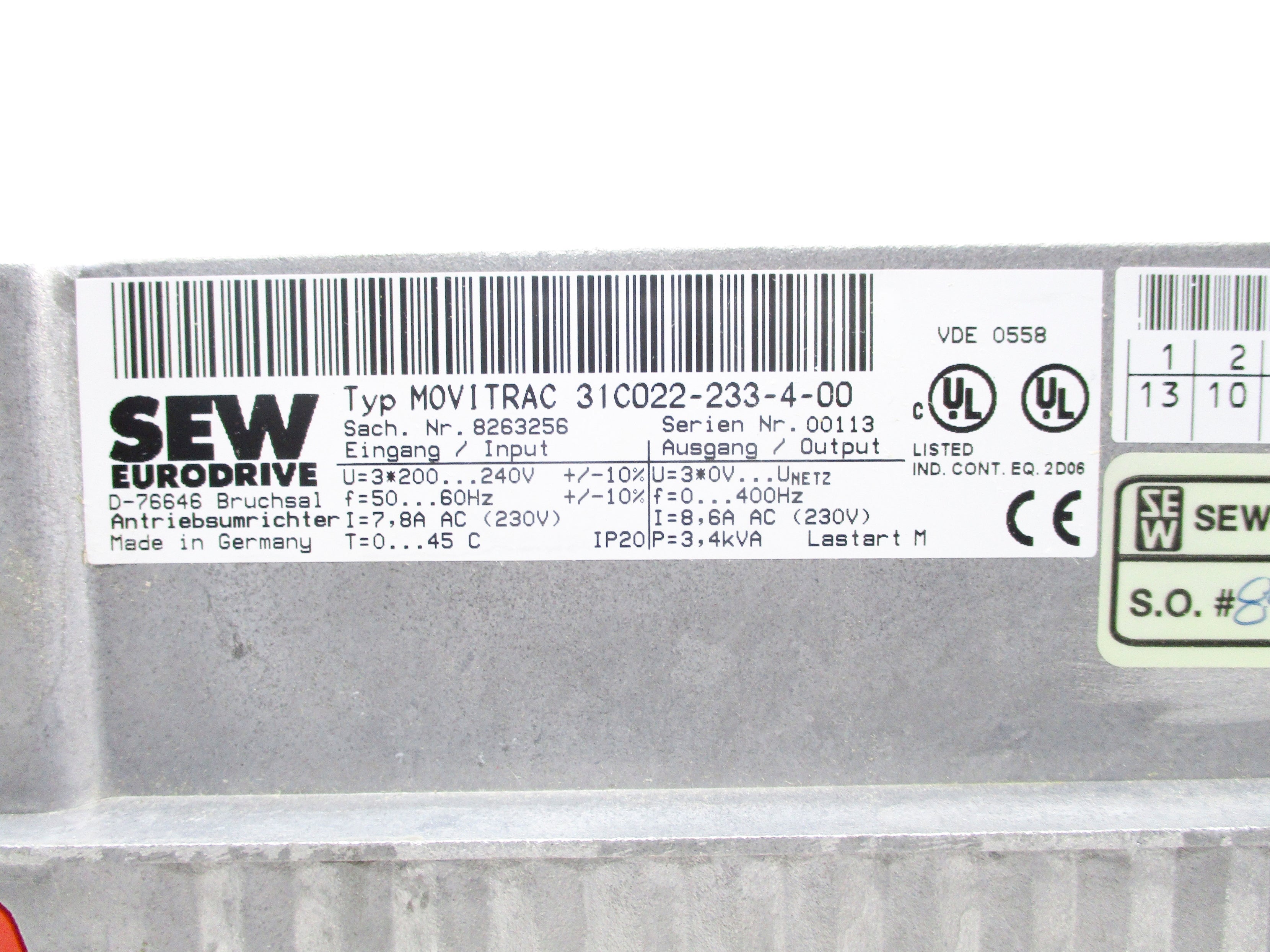 SEW EURODRIVE 31C022-233-4-00 NSNP