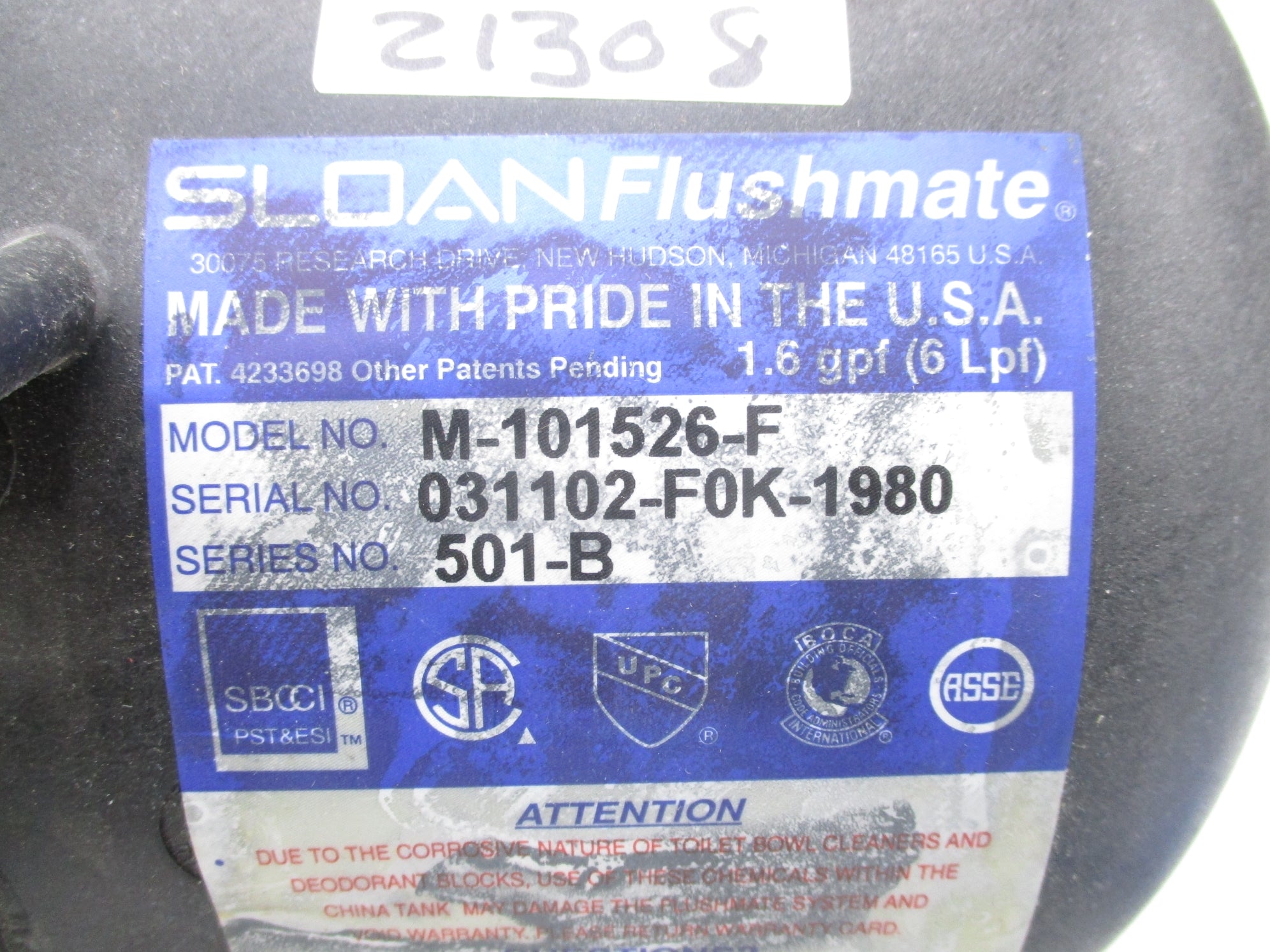 SLOAN M-101526-F SER. 501-B UNMP