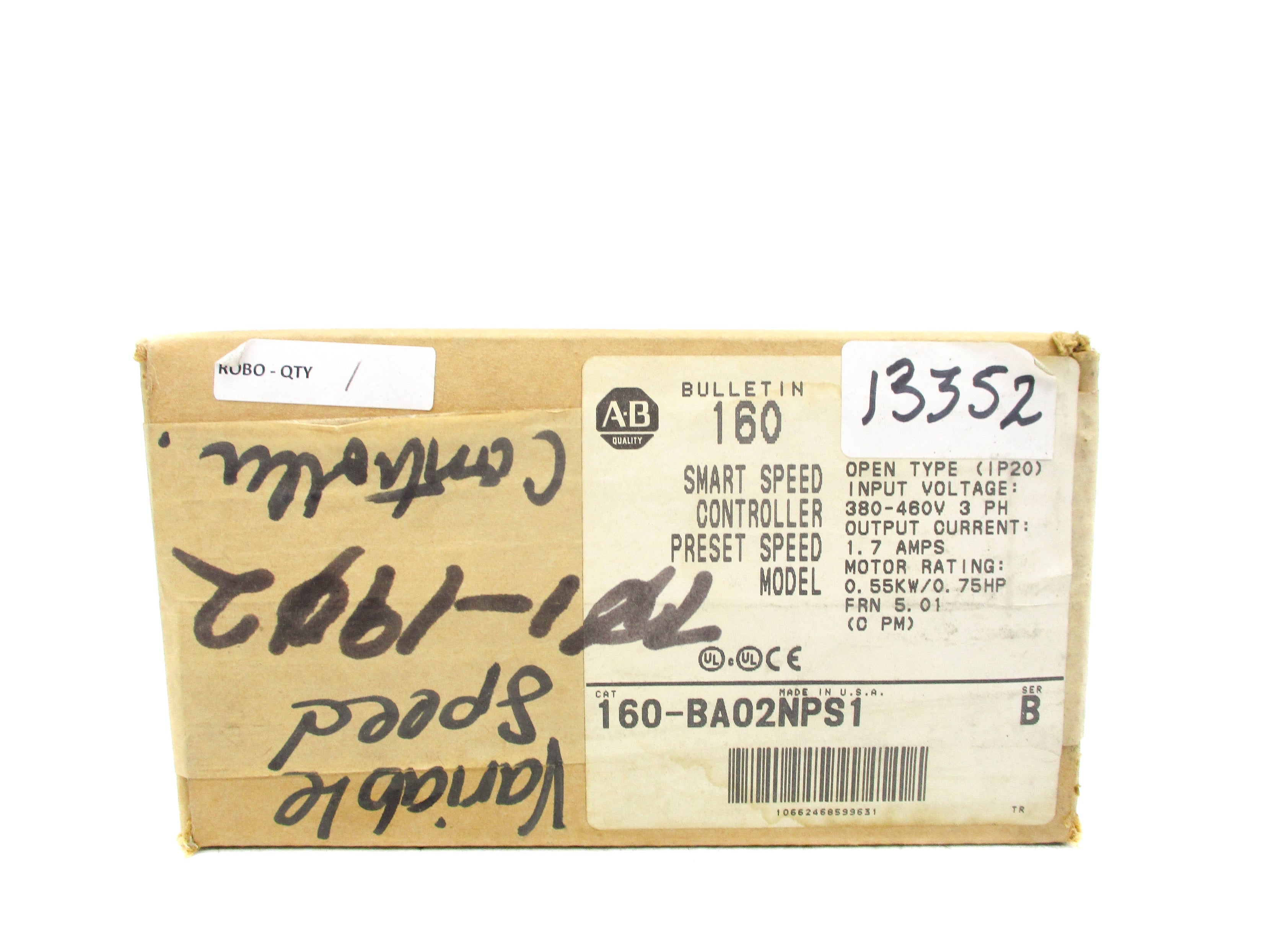 ALLEN BRADLEY 160-BA02NPS1 SER. B F/W 5.01 (BR/WH) NSMP