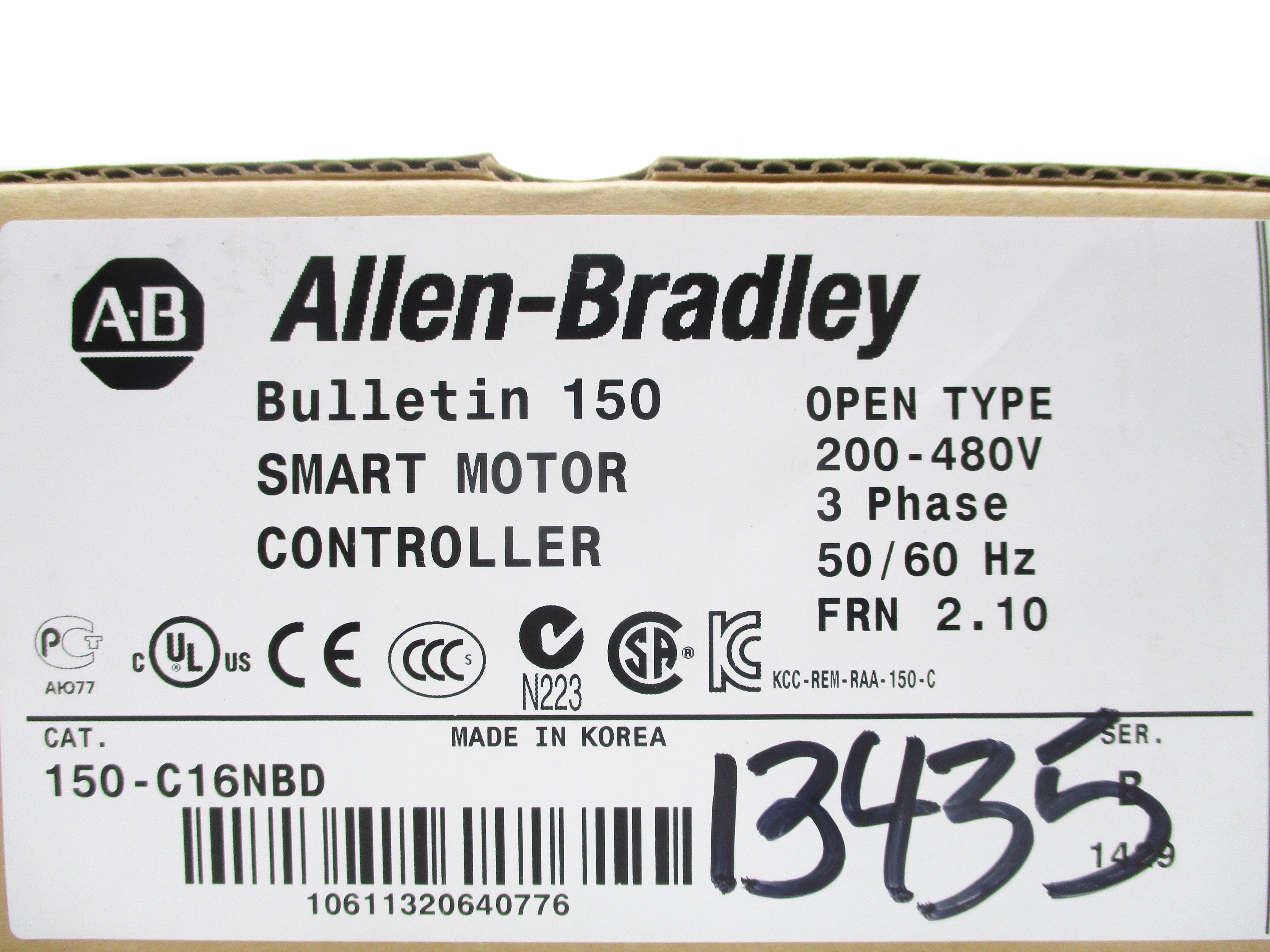ALLEN BRADLEY 150-C16NBD SER. B F/W 2.10 (BR/WH) NSFS