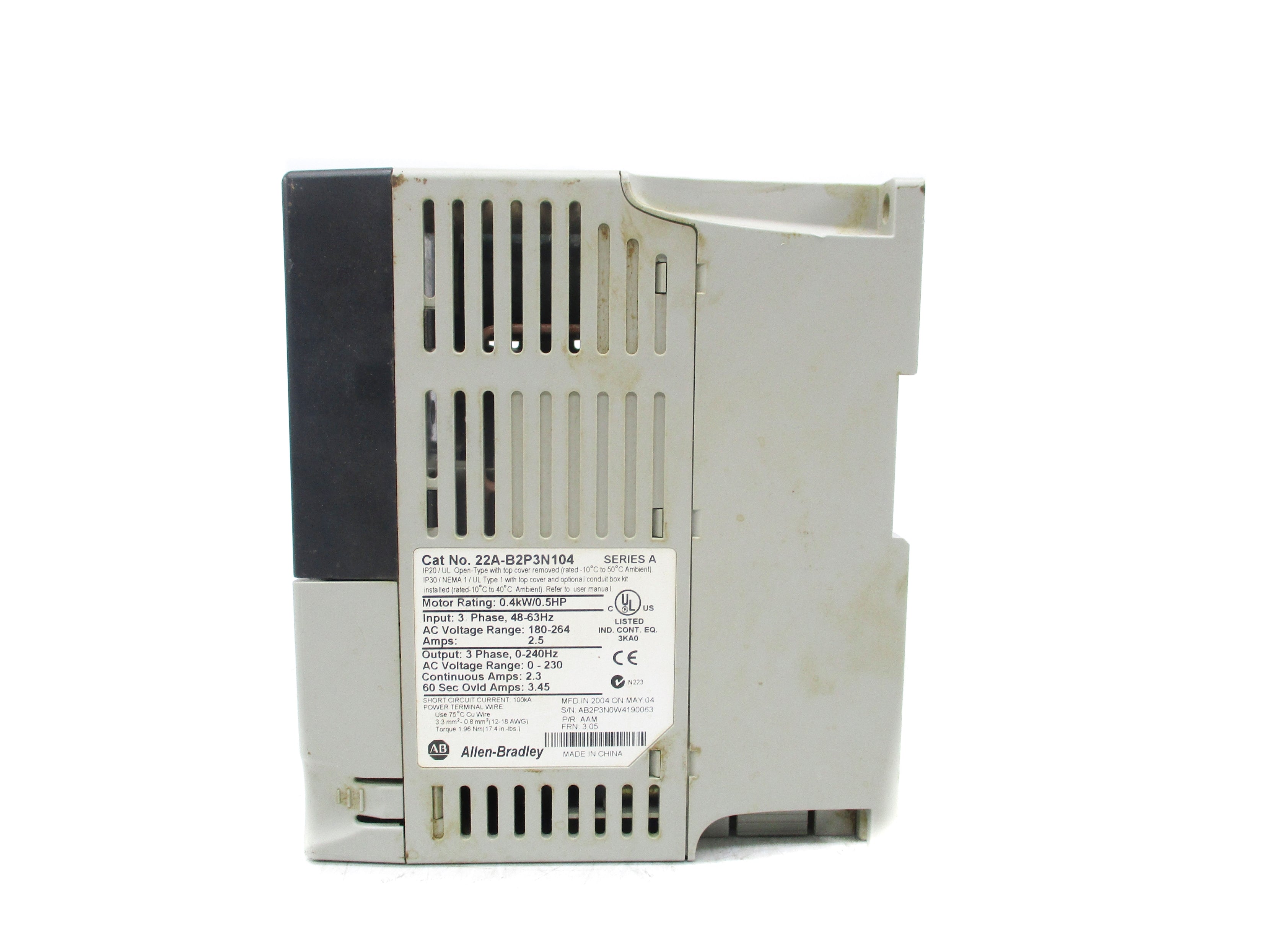 ALLEN BRADLEY 22A-B2P3N104 SER. A F/W 3.05 UNMP