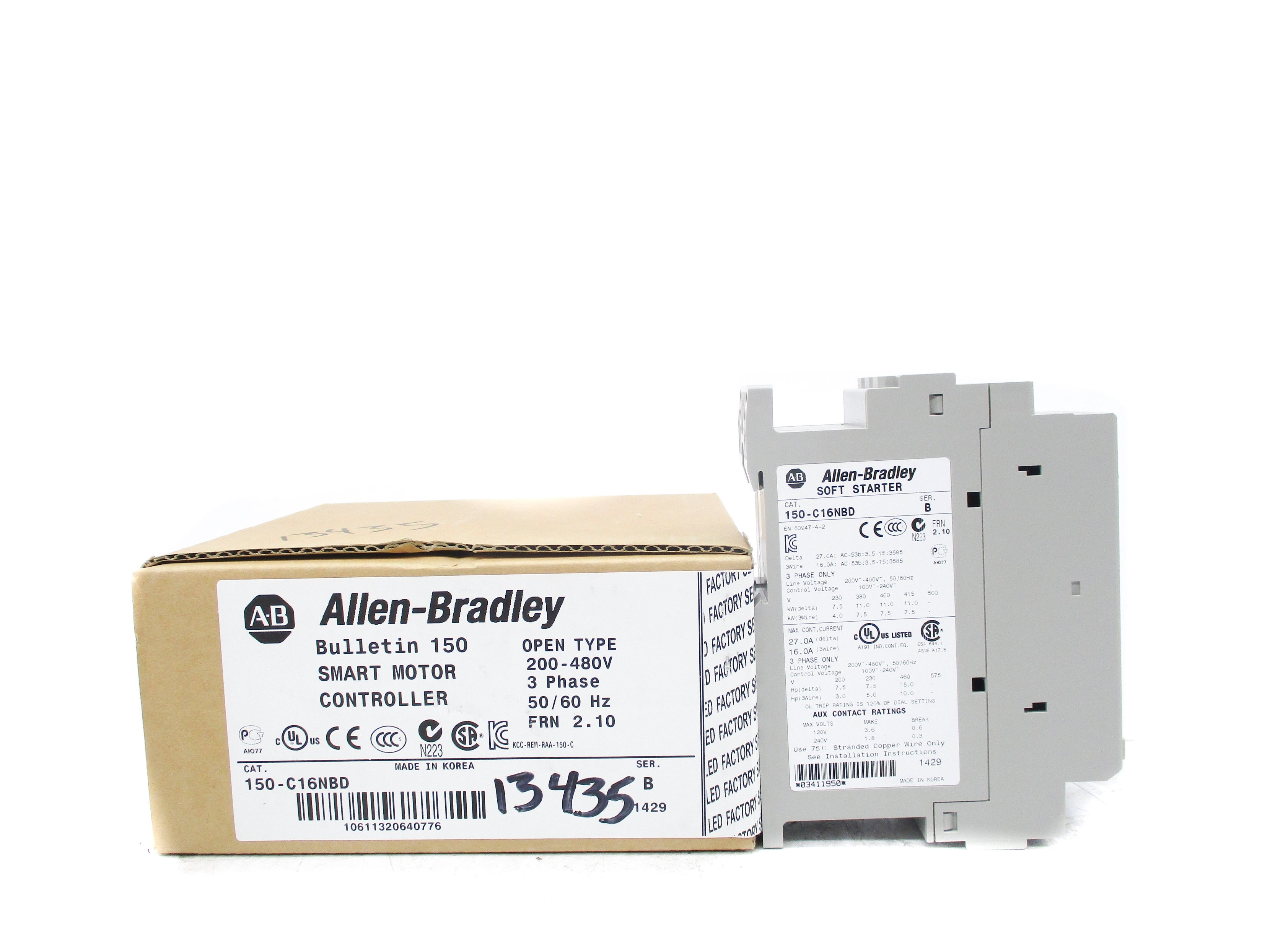 ALLEN BRADLEY 150-C16NBD SER. B F/W 2.10 (BR/WH) NSMP