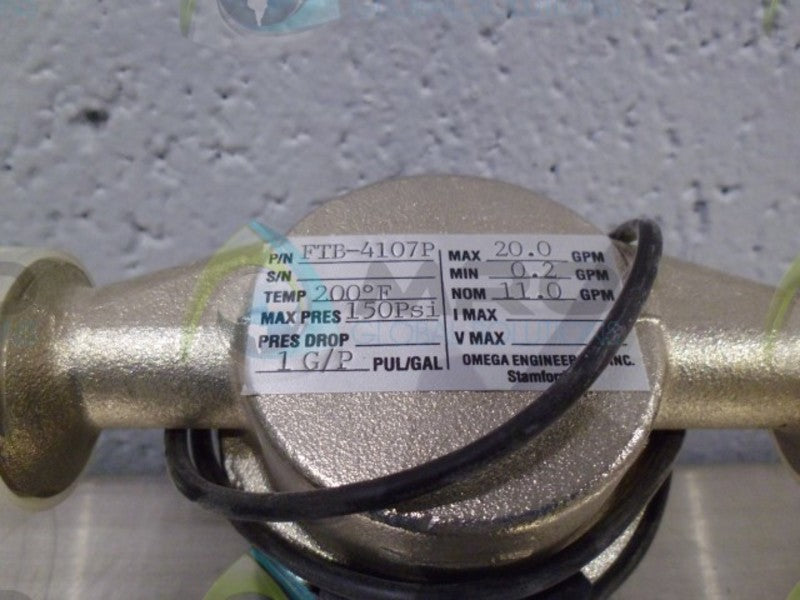 OMEGA FTB-4107P TURBINE WATER FLOW METER  UNMP