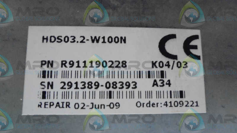REXROTH INDRAMAT HDS03.2-W100N SERVO CONTROLLER *RECONDITIONED*