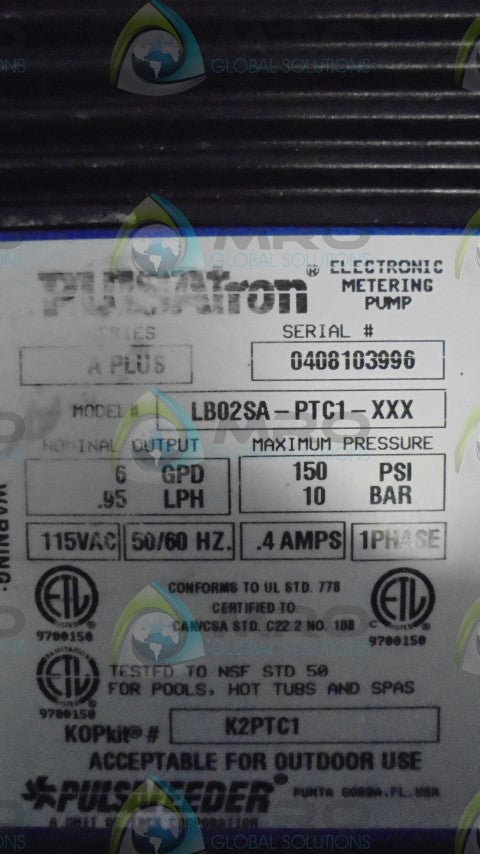 PULSATRON LB02SA-PTC1-XXX ELECTRONIC METERING PUMP *NEW NO BOX*