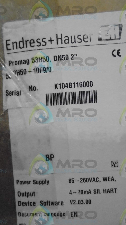 ENDRESS+HAUSER PROMAG H 53H50-10F9/0 FLOW METER *NEW IN BOX*