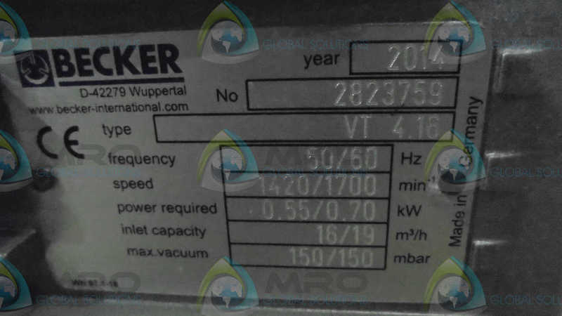 BECKER  2823759  VACCUM *USED*