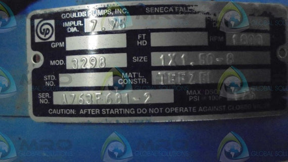 BALDOR / GOULDS PUMPS VECP3587T w/A763F681-2 * USED *
