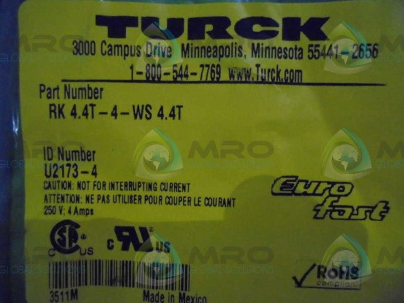 TURCK RK4.4T-4-WS4.4T EXTENTION CABLE * FACTORY SEALED *