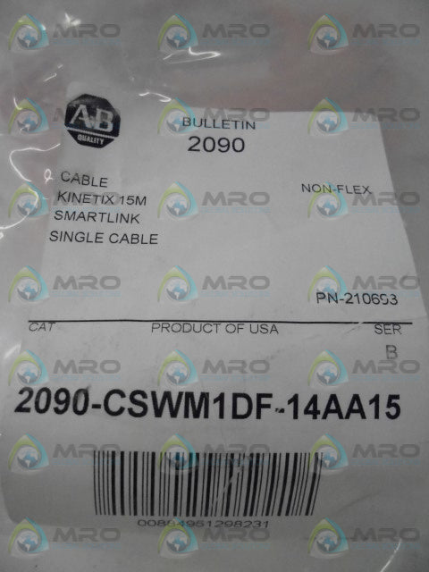 ALLEN BRADLEY 2090-CSWM1DF-14AA15 SER.B 15M SMARTLINK CABLE * NEW IN BAG *
