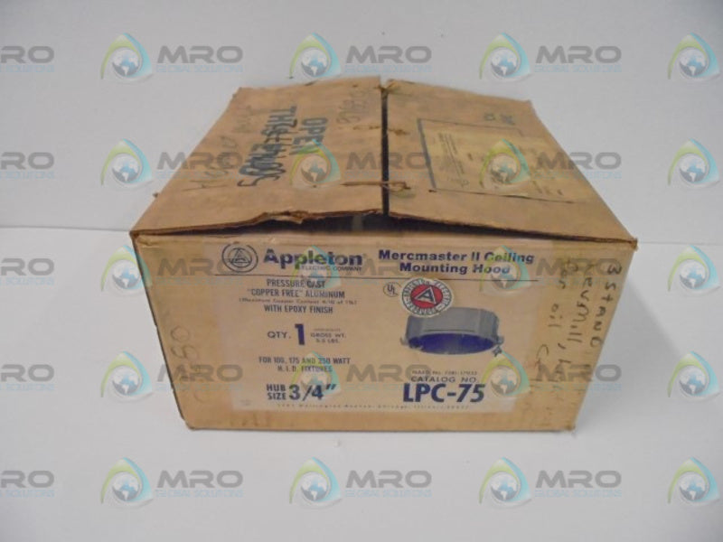 APPLETON LPC-75 3/4" CEILING MOUNTING HOOD  NSMP
