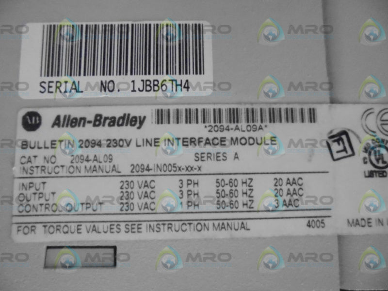 INDUSTRIAL SPARE PART 2094-AL09 SER. A LINE INTERFACE MODULE  UNMP