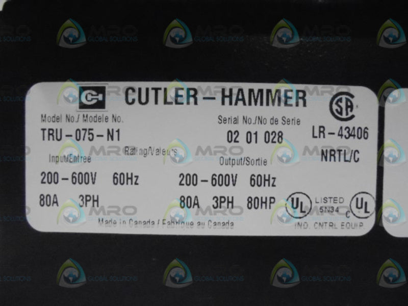 CUTLER HAMMER TRU-075N1 TRU-START  UNMP