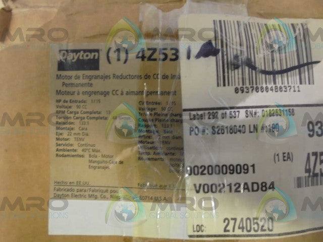 DAYTON 4Z531A  *NEW IN BOX*