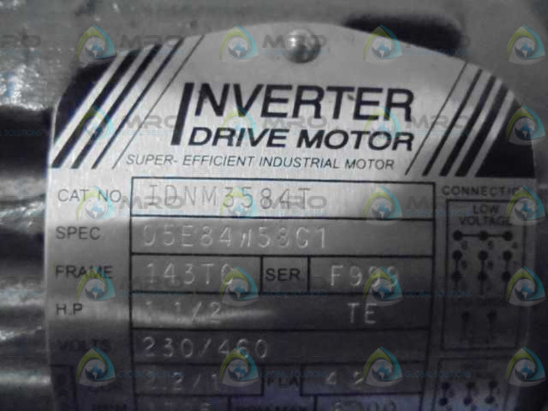 BALDOR IDNM3584T INVERTER DRIVE MOTOR 1 1/2 HP  UNMP
