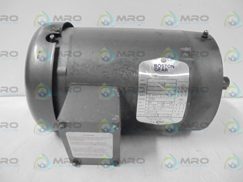 BOSTON GEAR JUTF-B AC MOTOR 1 1/2HP 208-230/460V 5.3-5.25AMPS 1725AMPS  UNMP