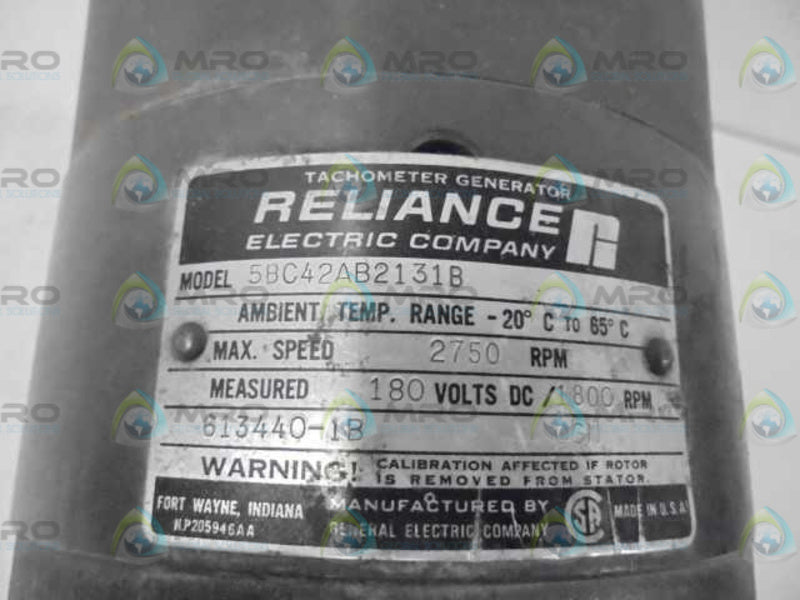 RELIANCE ELECTRIC 5BC42AB2131B TECHOMETER GENERATOR 2750 RPM 1800RPM  UNMP