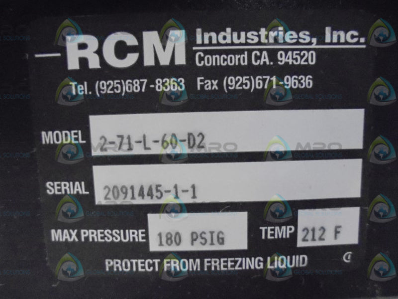 RCM 2-71-L-60-D2 2" FLOW METER  NSMP