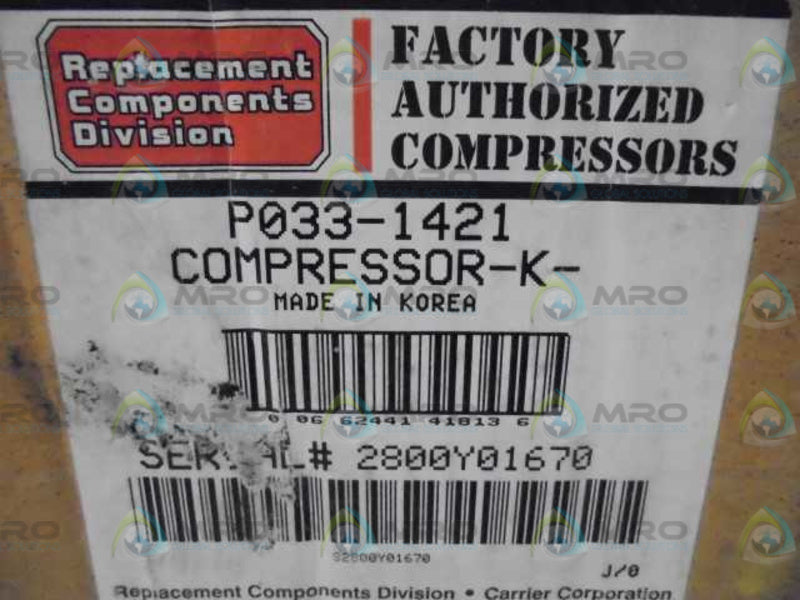 FACTORY AUTORIZED COMPRESSOR P033-1421 COMPRESSOR-K  NSMP
