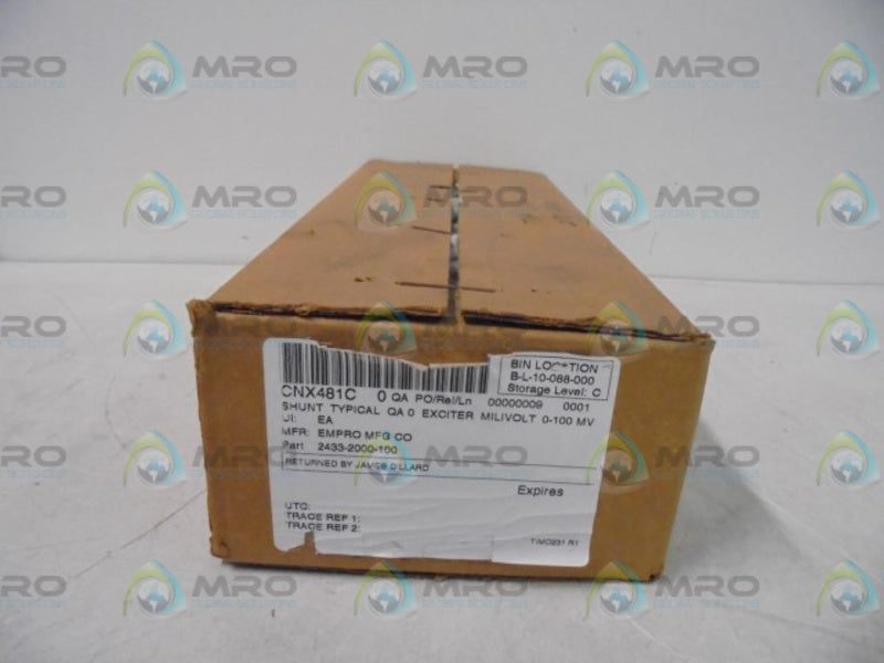 EMPRO 2433-2000-100 MILIVOLT EXCITER 0-100 MV * FACTORY SEALED *