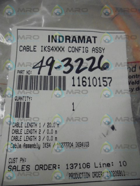 INDRAMAT IKS4103 20M COMMUNICATIONS SERVO CABLE * NEW IN FACTORY BAG *
