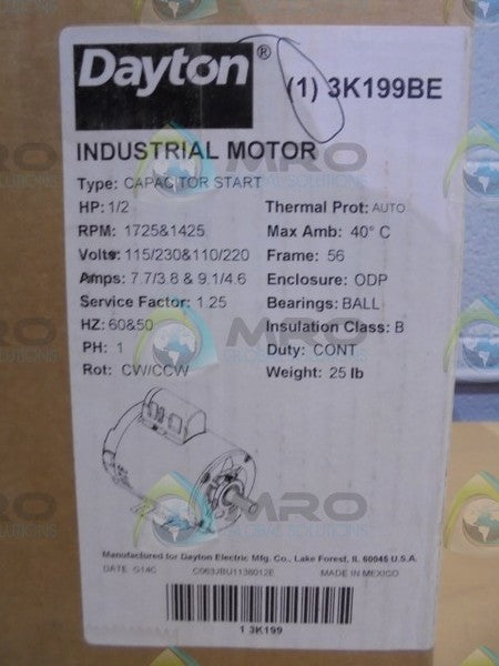 DAYTON 3K199BE * FACTORY SEALED *
