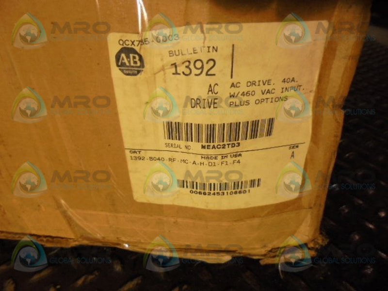 ALLEN BRADLEY 1392-B040-RF-MC-A-F1 HIGH PREFORMANCE AC DRIVE * REMANUFACTURED *