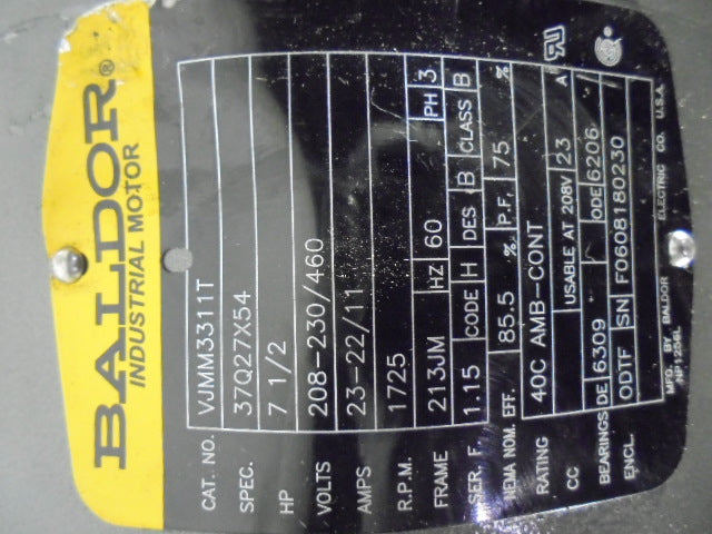 BALDOR VJMM3311T 7.5 HP MOTOR  UNMP