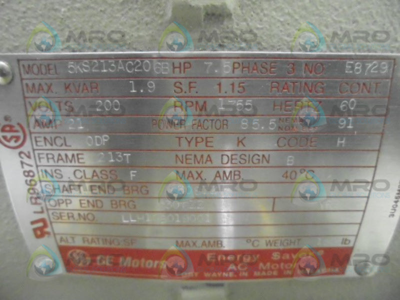 GENERAL ELECTRIC 5KS213AC206B 7 HP MOTOR * NEW IN CRATE *