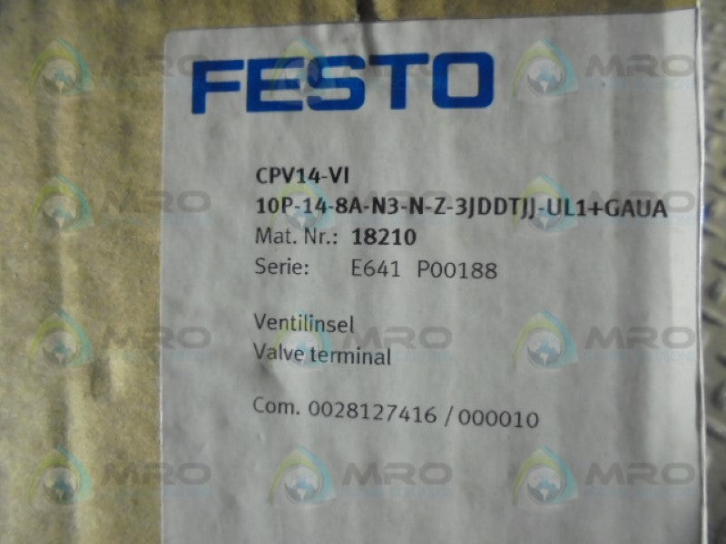 FESTO CPV14-VI-10P-14-8A-N3--N-Z-3JDDTJJ-UL1+GAUA * FACTORY SEALED *