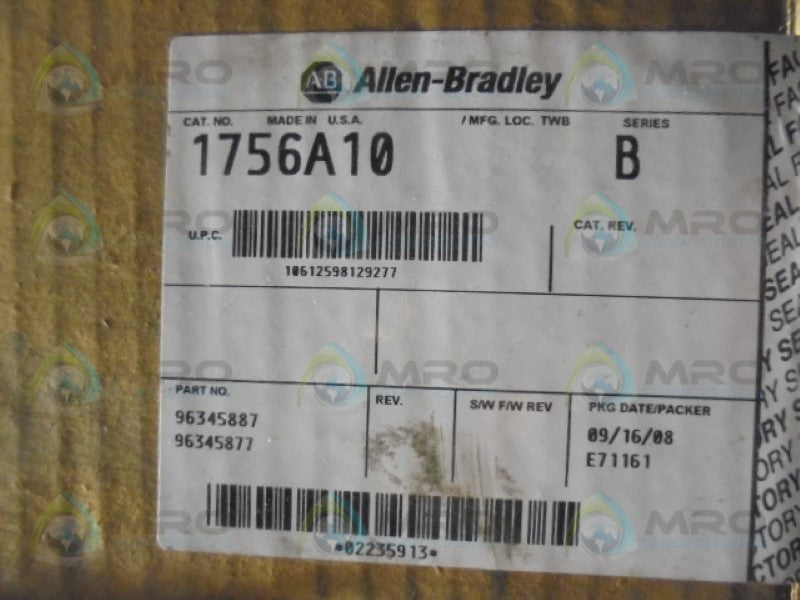 ALLEN BRADLEY 1756-A10 SER. B 10 SLOT CHASSIS DATE: 2008 * FACTORY SEALED *