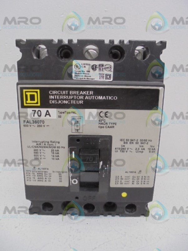SQUARE D FAL36070 CIRCUIT BREAKER 70A * NEW *