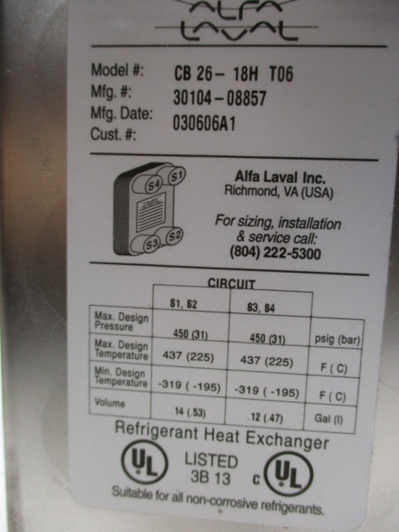 ALFA LAVAL CB26-18H-T06 HEAT EXCHANGER * NEW IN BOX *