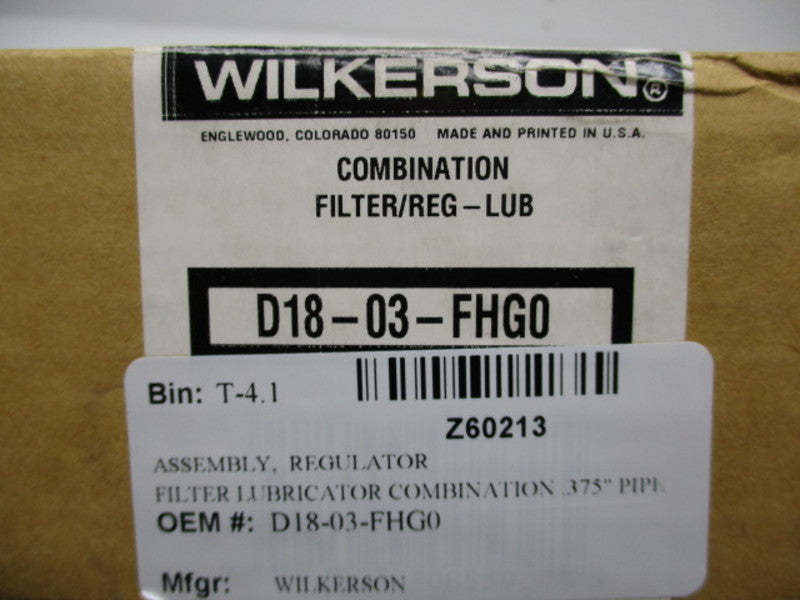WILKERSON D18-03-FHG0 FILTER REGULATOR LUBRICATOR 3/8" NSMP