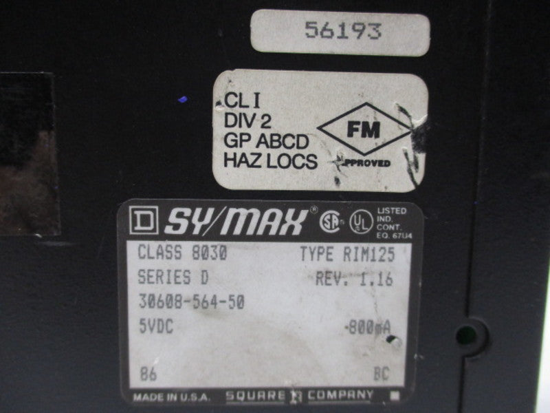 SQUARE D 8030-RIM-125 SY/MAX ANALOG INPUT MODULE SER.D REV.1.16 5VDC  UNMP