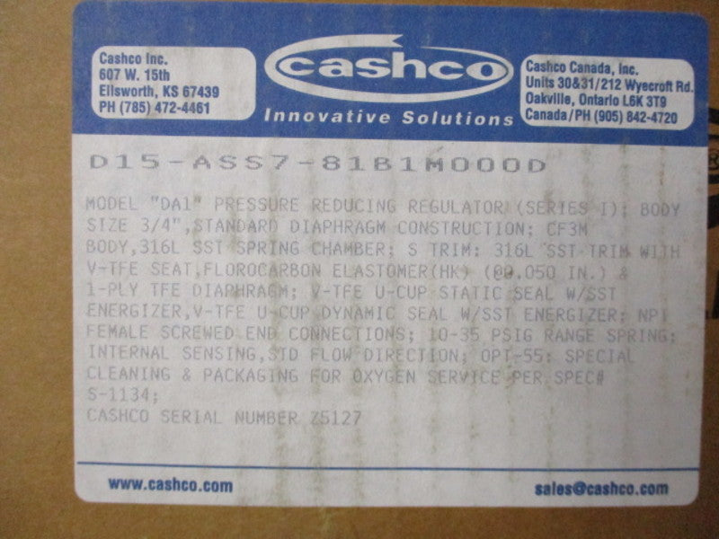 CASHCO D15-ASS7-81B1M000D REGULATOR 10-35 PSIG  NSMP
